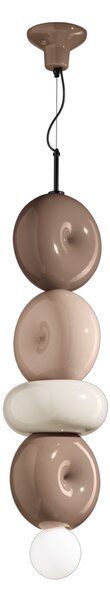 Sospensione Vintage Decò Bumbum 4 Elementi Ceramica Crema E Sabbia 1 Luce E27