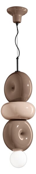 Sospensione Vintage Decò Bumbum 1+2 Elementi Ceramica Crema E Grigio 1 Luce E27