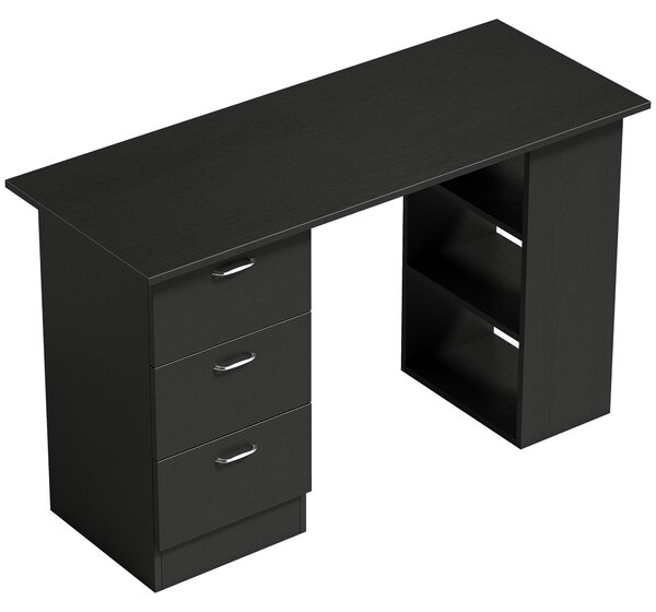 HOMCOM Scrivania Moderna PC con 3 Ripiani e 3 Cassetti per Camera e Ufficio, in Legno MDF, 120x49x72 cm, Nera | Aosom Italy
