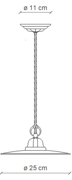 Lampadario Industrial Potenza Ferro E Ceramica Nero Diam. 25Cm 1 Luce E27