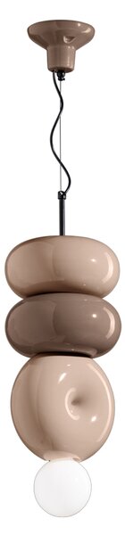 Sospensione Vintage Decò Bumbum 2+1 Elementi Ceramica Crema E Grigio 1 Luce E27