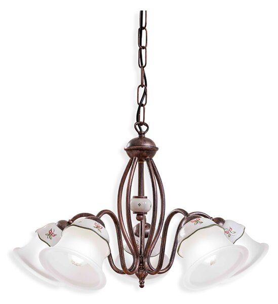 Lampadario Classico Ferrara Metallo E Ceramica Nero Sfumato Rame 3 Luci E14