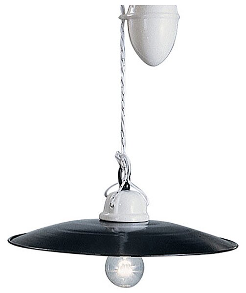 Sospensione Saliscendi Classico Potenza Ferro E Ceramica Nero 35Cm 1 Luce E27