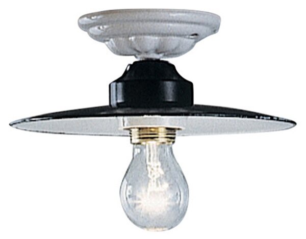 Plafoniera Industrial Potenza Ferro E Ceramica Nero Diam. 25Cm 1 Luce E27