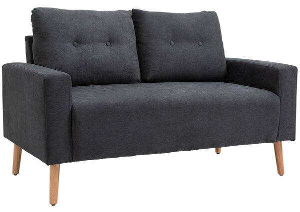HOMCOM Divano 2 Posti Moderno in Stile Nordico con Schienale Trapuntato in Tessuto, 145x76x88 cm, Grigio|Aosom