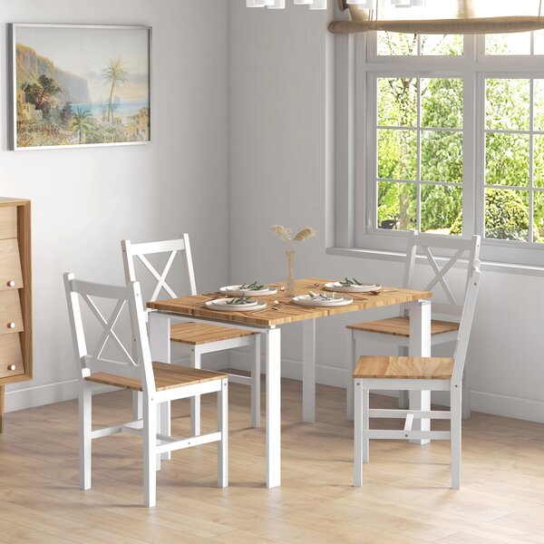 HOMCOM Set 4 Sedie per Cucina e Soggiorno con Schienale a Croce, in Legno di Pino, 41x46.5x86 cm | Aosom Italy