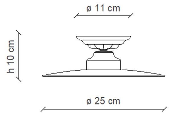 Plafoniera Industrial Potenza Ferro E Ceramica Nero Diam. 25Cm 1 Luce E27