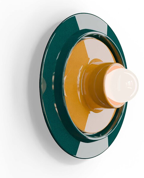 Applique Deco Voilà Ceramica Verde Petrolio Giallo 1 Luce E27