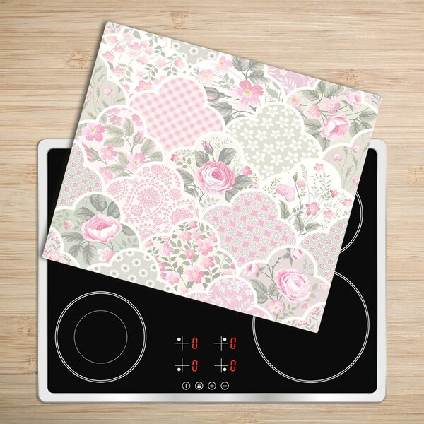Tagliere in vetro temperato Rose e ornamenti 60x52 cm