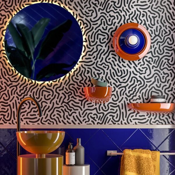 Applique Deco Voilà Ceramica Arancio Volpe Blu Robot 1 Luce E27