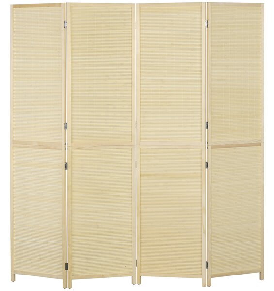 HOMCOM Paravento per Interno Pieghevole a 4 Ante, Divisorio in Bambù di Rattan, 180x1.6x180 cm|Aosom