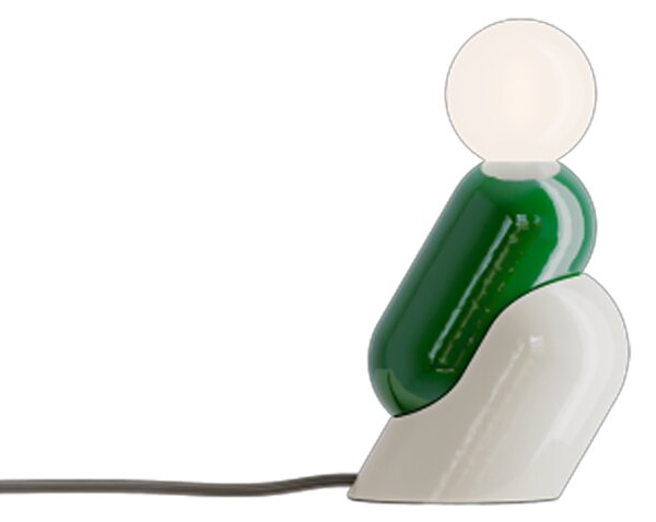 Lampada Da Scrivania Decò Tata Ceramica Verde Bali E Crema 1 Luce E14