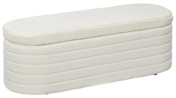 HOMCOM Panca Fondo Letto in Tessuto Teddy con Vano Contenitore per Ingresso e Camera, 116x41x40.5cm, Crema