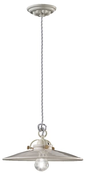 Lampadario Industrial Minimal B&W Metallo Smaltato Bianco 1 Luce E27 31Cm