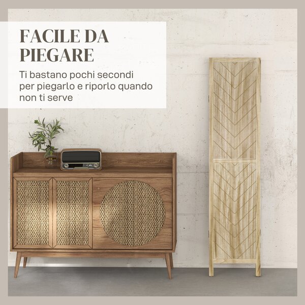 HOMCOM Paravento da Interno Pieghevole a 3 Ante a Spina di Pesce in Legno, 120x1.6x170 cm