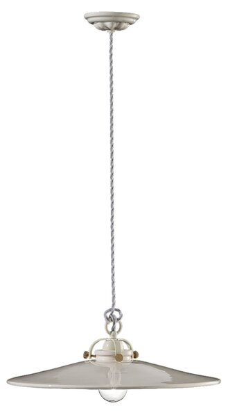 Lampadario Industrial Minimal B&W Metallo Smaltato Bianco 1 Luce E27 42Cm