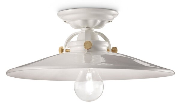 Plafoniera Industrial Minimal B&W Metallo Smaltato Bianco 1 Luce E27 31Cm