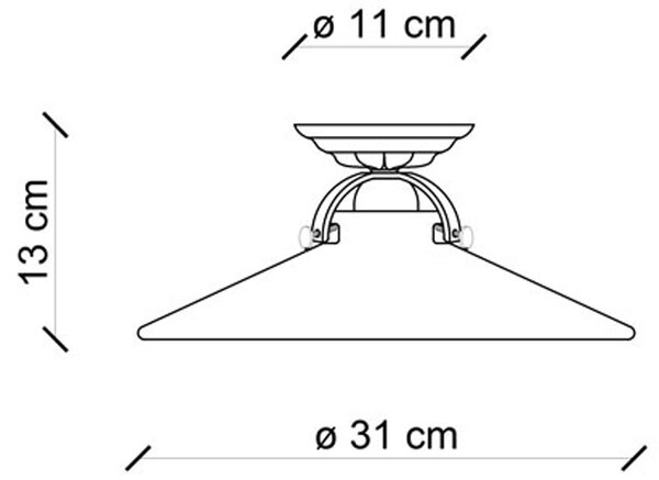 Plafoniera Industrial Minimal B&W Metallo Smaltato Nero 1 Luce E27 31Cm