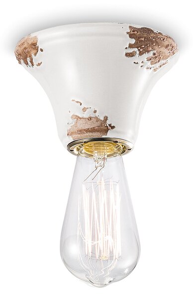Plafoniera Vintage Tonda Media Ceramica Bianca 1 Luce E14
