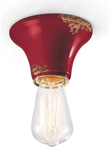 Plafoniera Vintage Tonda Piccola Ceramica Bordeaux 1 Luce E27