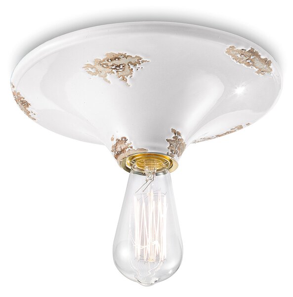Plafoniera Vintage Tonda Grande Ceramica Bianca 1 Luce E27