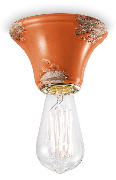 Plafoniera Vintage Tonda Media Ceramica Arancio 1 Luce E14