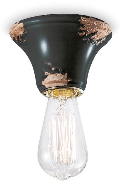 Plafoniera Vintage Tonda Media Ceramica Nera 1 Luce E14