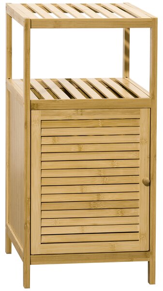 Kleankin Mobiletto Bagno in Bambù a Doghe con Armadietto a un'Anta, 33x36.5x67cm, Colore Legno Naturale