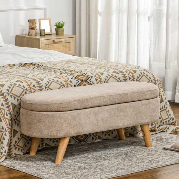 HOMCOM Panca Fondo Letto in Tessuto Vellutato con Spazio Portaoggetti e Braccioli, struttura in legno e piedini in plastica, Grigio| Aosom Italy