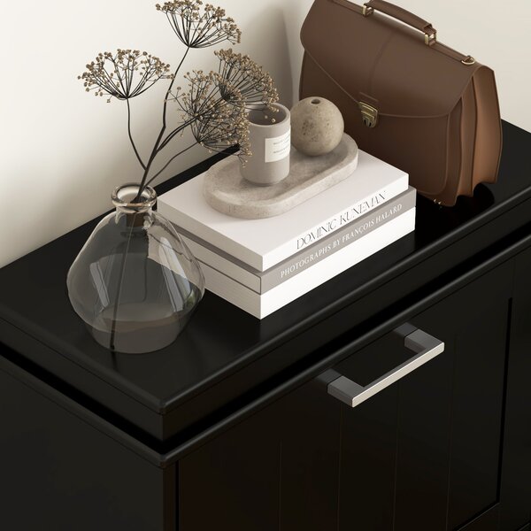 HOMCOM Scarpiera Moderna con 3 Cassetti Ribaltabili per 15 Paia di Scarpe e Ripiano Regolabile, 54x24x117.5cm, Nero