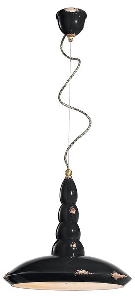Lampadario Vintage Vague Vintage Ferro E Ceramica Nero 1 Luce E27 40Cm