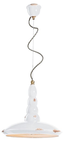 Lampadario Vintage Vague Vintage Ferro E Ceramica Bianco 1 Luce E27 40Cm