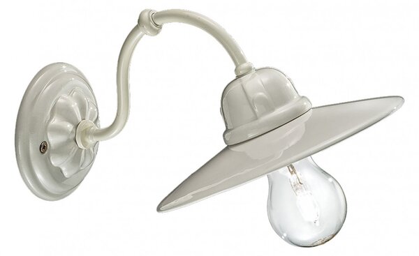 Applique Vintage B&W Metallo Smaltato Bianco 1 Luce E27