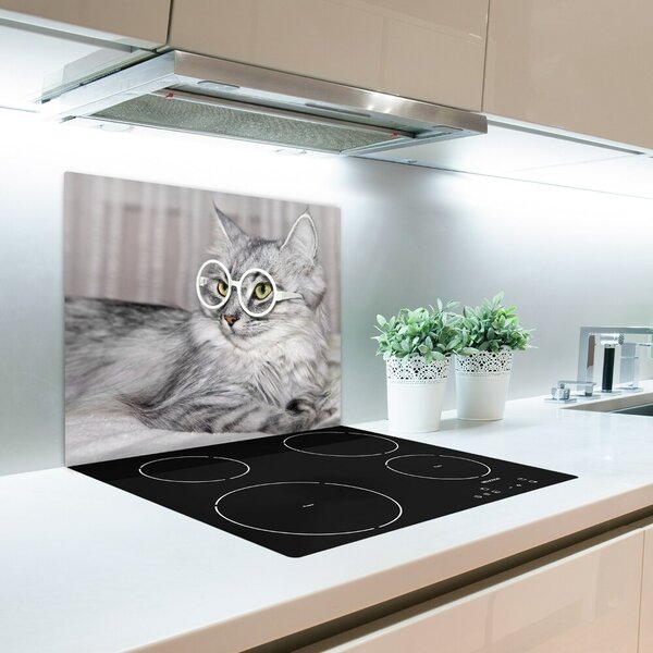 Tagliere in vetro Gatto con occhiali 60x52 cm
