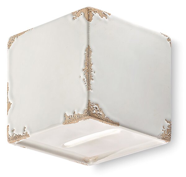 Applique Vintage Vague Vintage Ferro E Ceramica Bianco 1 Luce G9