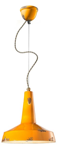Lampadario Vintage Vague Vintage Ferro E Ceramica Giallo 1 Luce E27 35Cm