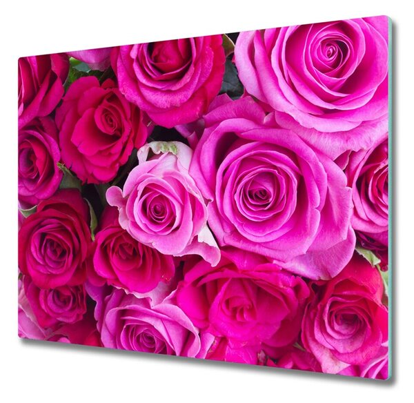 Tagliere in vetro Un bouquet di rose rosa 60x52 cm