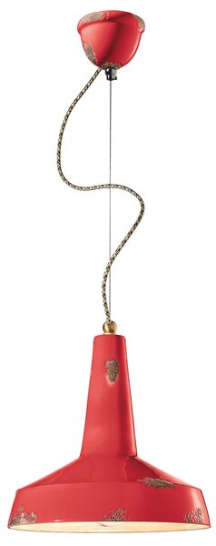 Lampadario Vintage Vague Vintage Ferro E Ceramica Rosso 1 Luce E27 35Cm