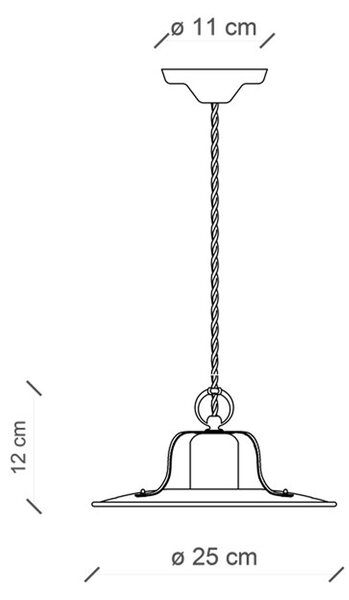 Lampadario Vintage Grunge Ferro E Ceramica Craquele' 1 Luce E27 25Cm