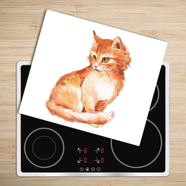 Tagliere in vetro Gatto rosso 60x52 cm