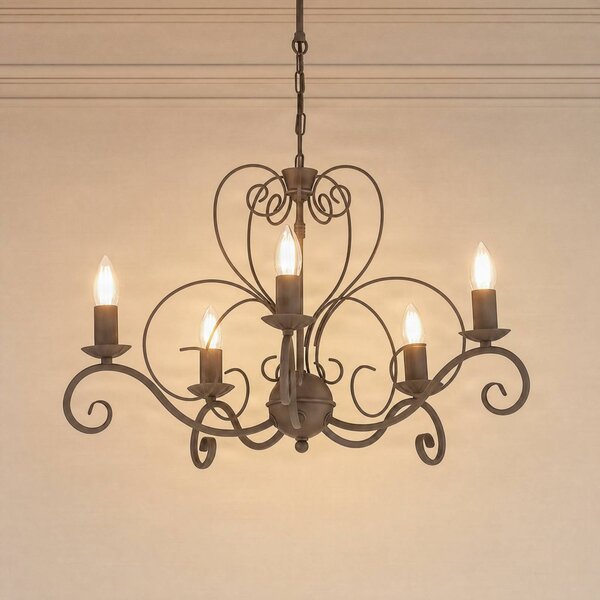 Lampadario a soffitto Mauro Luminex, dimmerabile, Crema / Ambra, Soggiorno / Sala da pranzo, Metallo, Antico, Lampadario