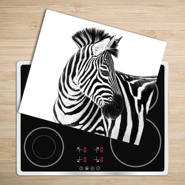 Tagliere in vetro temperato Zebra nella neve 60x52 cm