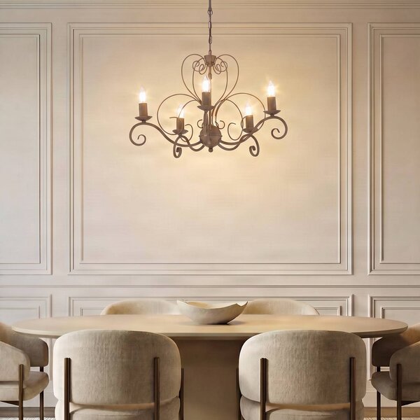Lampadario a soffitto Mauro Luminex, dimmerabile, Crema / Ambra, Soggiorno / Sala da pranzo, Metallo, Antico, Lampadario