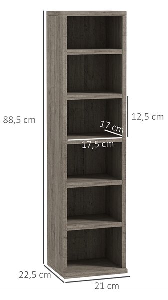HOMCOM Set di 2 Scaffali Porta CD con Mensole Regolabili per 204 CD, 21x22.5x88.5 cm, Grigio
