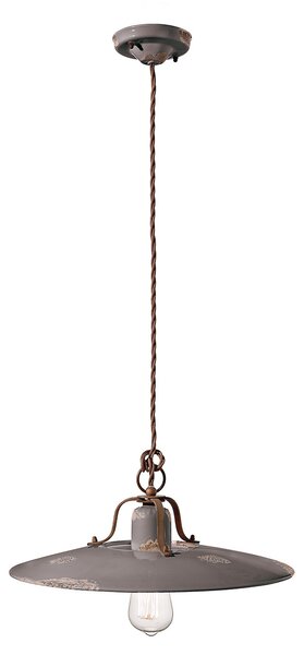 Lampadario Vintage Country Ferro E Ceramica Tortora 1 Luce E27