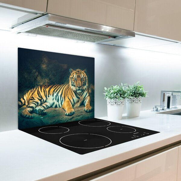 Tagliere in vetro Tigre in una grotta 60x52 cm