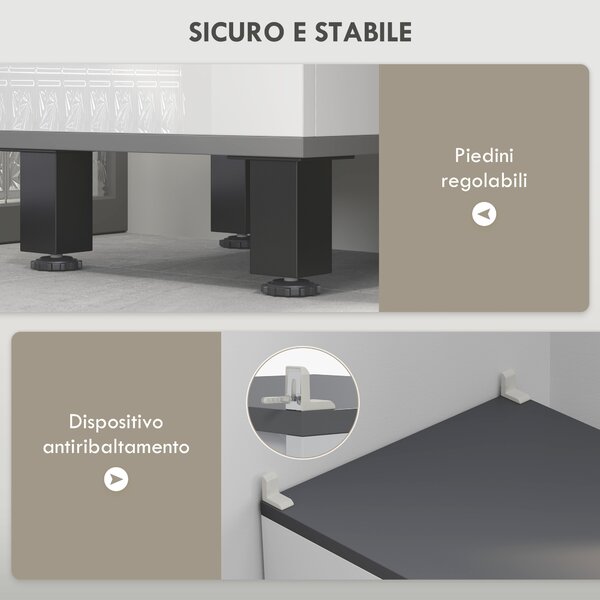 HOMCOM Mobile Colonna Bagno con 2 Armadietti con Ripiani Regolabili e Cassetto, 34x32x190 cm, Bianco