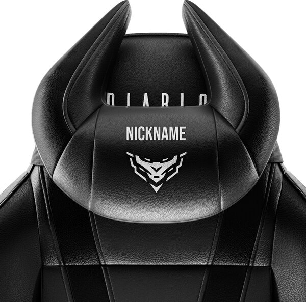 Cuscino poggiatesta Diablo Chairs X-Horn con ricamo personalizzato nero