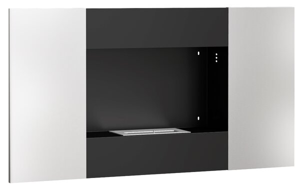 HOMCOM Camino a Bioetanolo 0.9L da Parete con Pannello Protettivo, in Acciaio Inox e Vetro, 100x15x54 cm, Nero e Argento