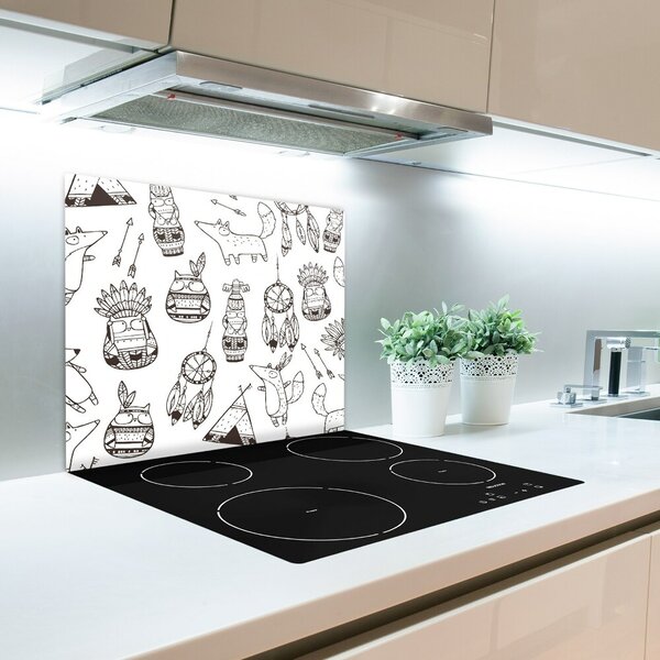 Tagliere in vetro temperato Gufi indiani 60x52 cm